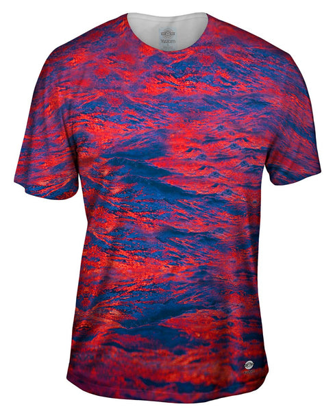Glowing Red Waves Mens T-Shirt