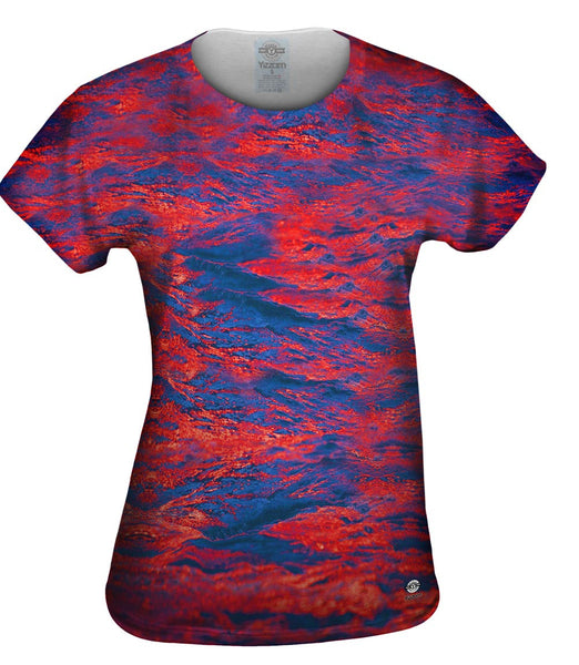 Glowing Red Waves Womens Top