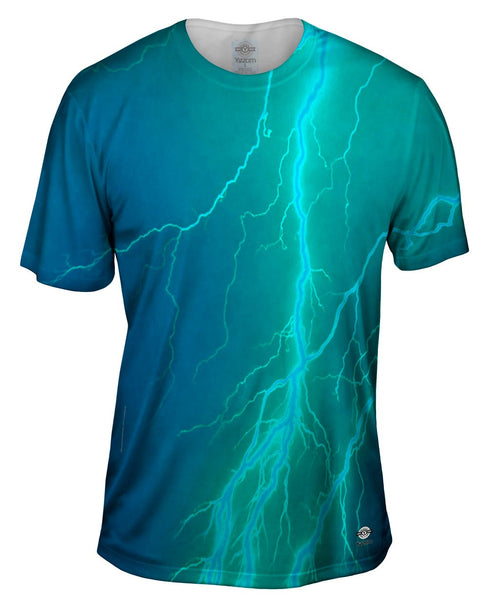 Lightning Storm Blue Turqouise Mens T-Shirt