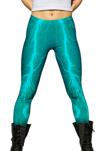 Lightning Storm Blue Turqouise Womens Leggings
