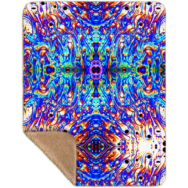 Psychedelic Neon Soap Party Violet Sherpa Blanket