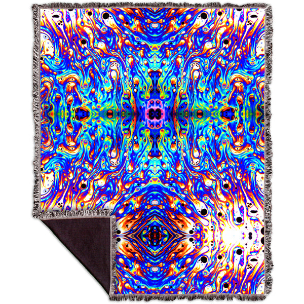 Psychedelic Neon Soap Party Violet Woven Tapestry Throw