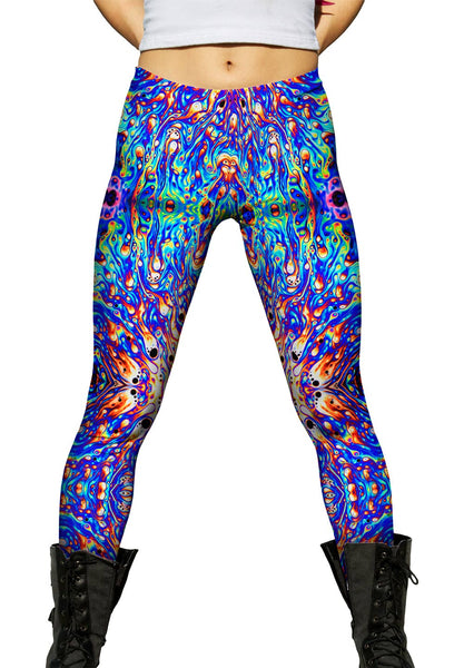 Psychedelic Neon Soap Party Violet Womens Leggings