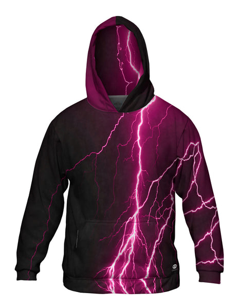 Lightning Storm Maroon Black Mens Hoodie Sweater