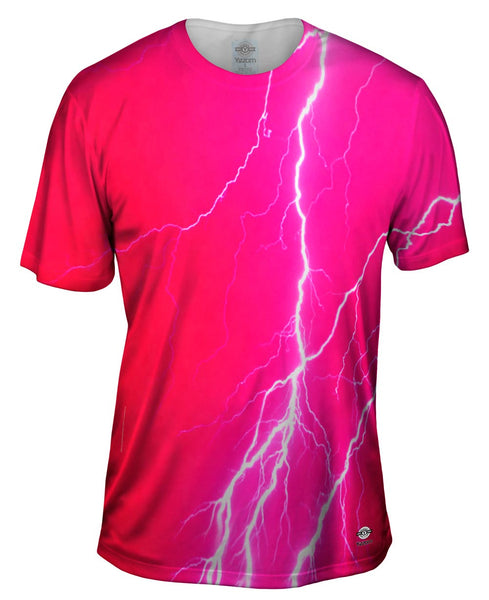 Lightning Storm Pink Mens T-Shirt