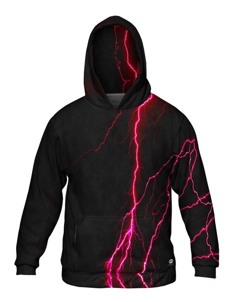 Lightning Storm Pink Black Mens Hoodie Sweater