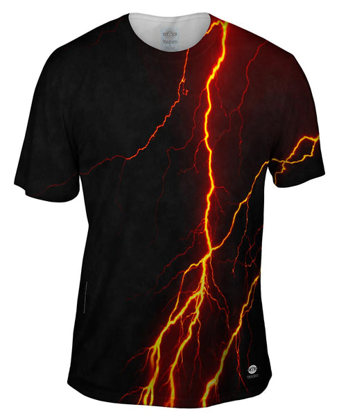 Lightning Storm Orange Mens T-Shirt