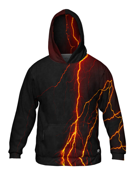 Lightning Storm Orange Mens Hoodie Sweater