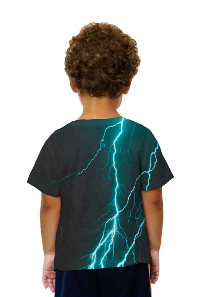 Kids Lightning Storm Turquoise Kids T-Shirt