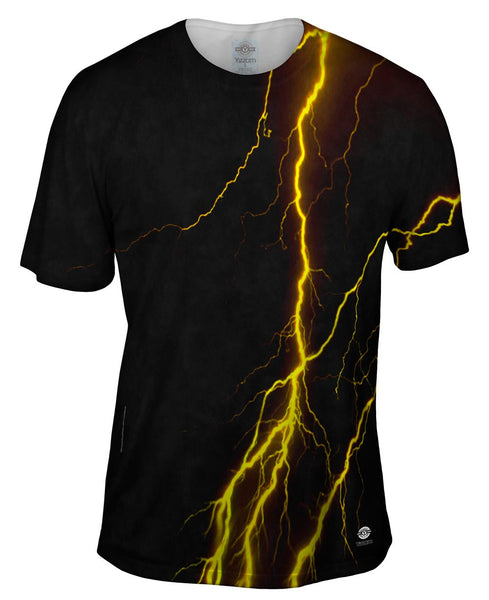 Lightning Storm Yellow Mens T-Shirt