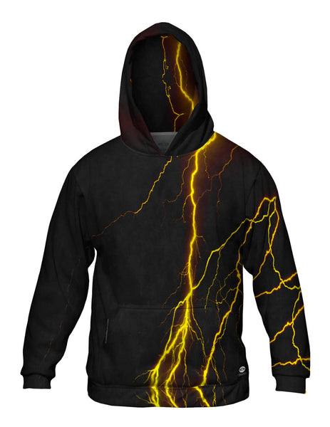Lightning Storm Yellow Mens Hoodie Sweater