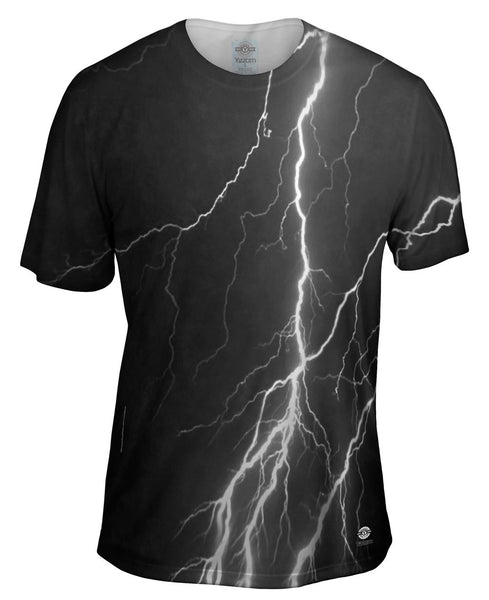 Lightning Storm Black White Mens T-Shirt