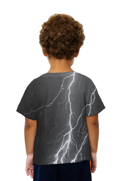 Kids Lightning Storm Black White Kids T-Shirt