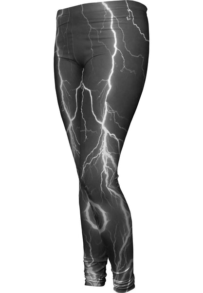 Lightning Storm Black White Womens Leggings