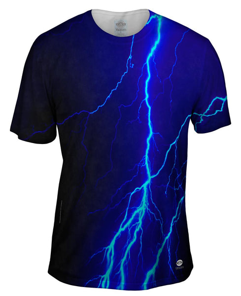 Lightning Storm Blue Mens T-Shirt