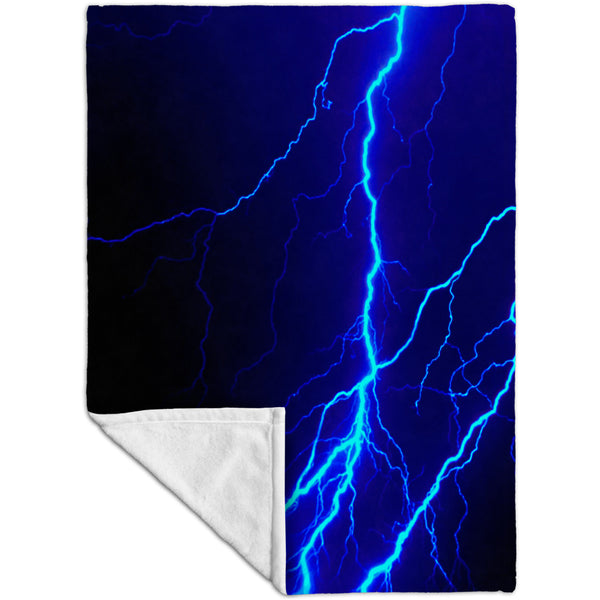 Lightning Storm Blue Fleece Blanket