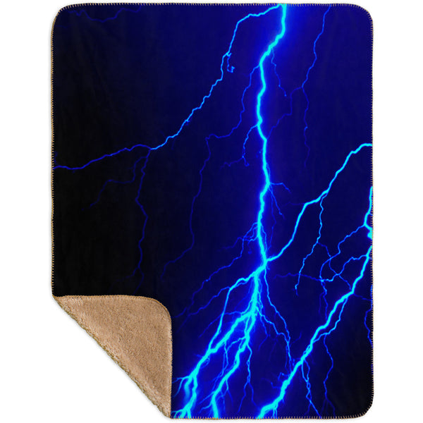 Lightning Storm Blue Sherpa Blanket