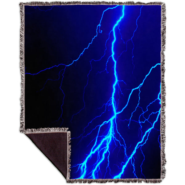 Lightning Storm Blue Woven Tapestry Throw
