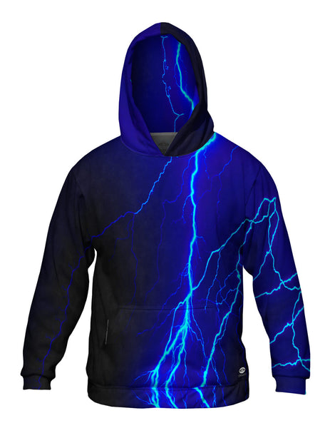 Lightning Storm Blue Mens Hoodie Sweater