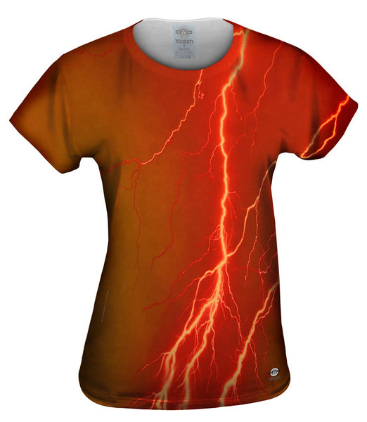 Lightning Storm Orange Brown Womens Top
