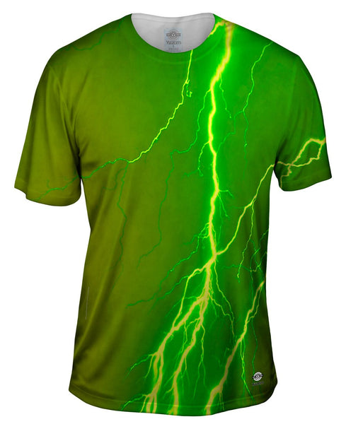 Lightning Storm Green Yellow Mens T-Shirt