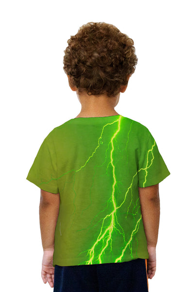 Kids Lightning Storm Green Yellow Kids T-Shirt