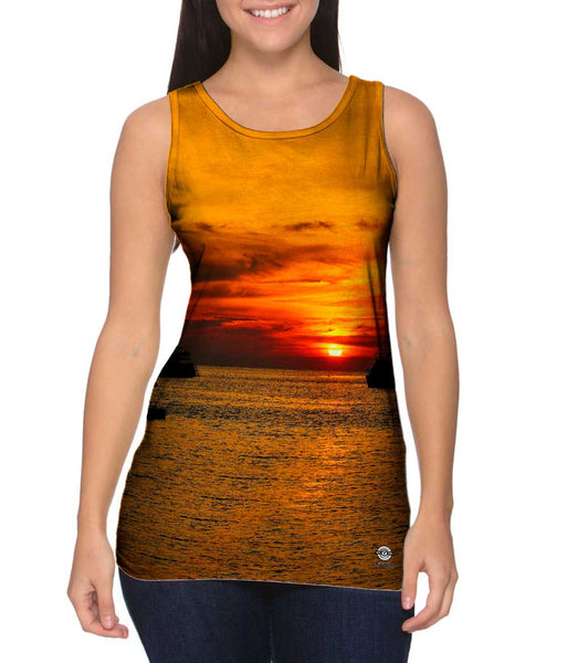 Day Dreaming Sunset Boat Life Womens Tank Top
