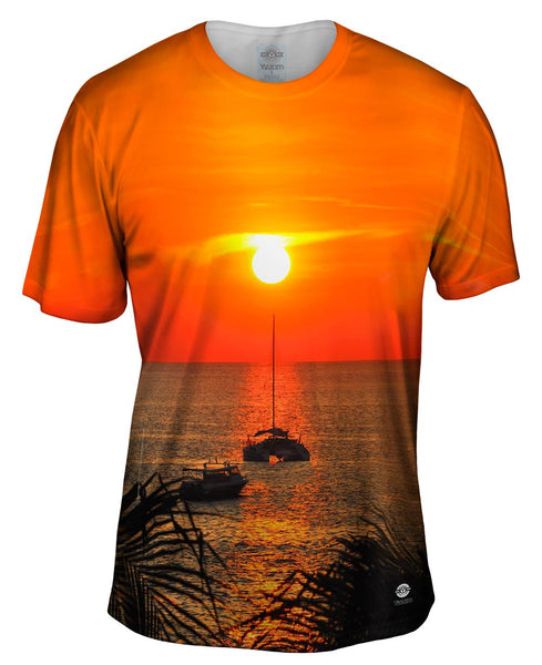 Catamaran Caught In The Sunset Mens T-Shirt