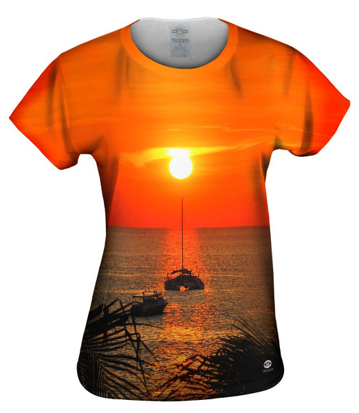 Catamaran Caught In The Sunset Womens Top