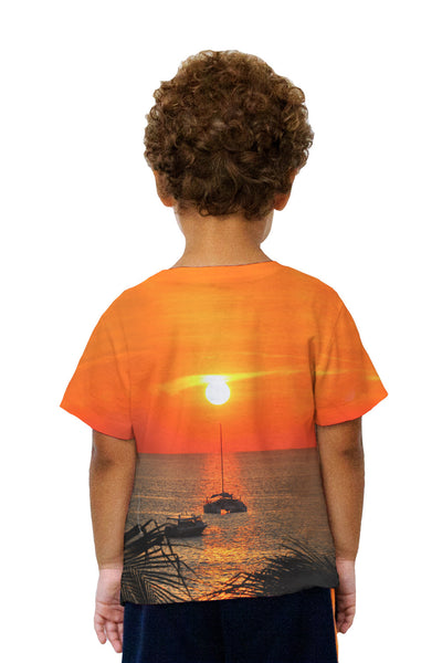 Kids Catamaran Caught In The Sunset Kids T-Shirt