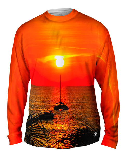 Catamaran Caught In The Sunset Mens Long Sleeve