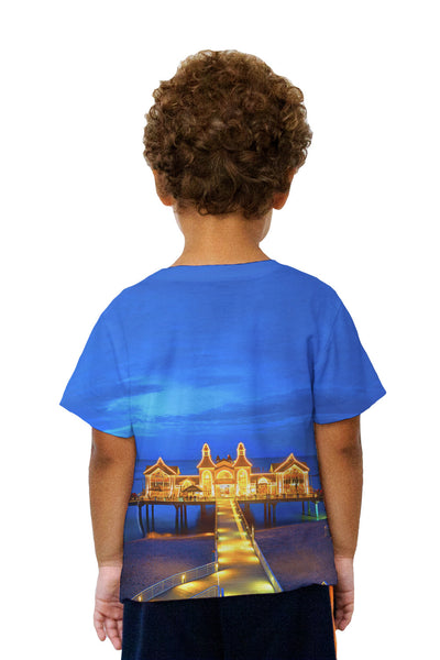 Kids Seebrucke Lights A Glow Blue Sunset&nbsp;Kids T-Shirt