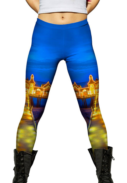 Seebrucke Lights A Glow Blue Sunset Womens Leggings