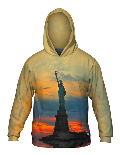 Statue Of Liberty Golden Sunset Mens Hoodie Sweater