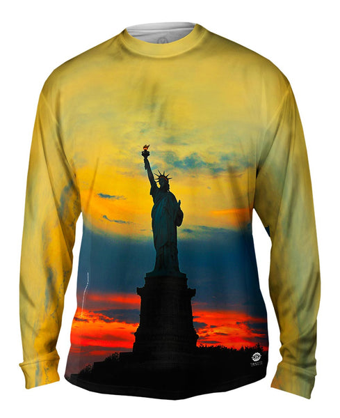 Statue Of Liberty Golden Sunset Mens Long Sleeve
