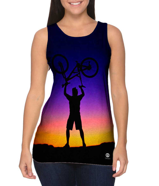 Biker Sunset Victory Womens Tank Top