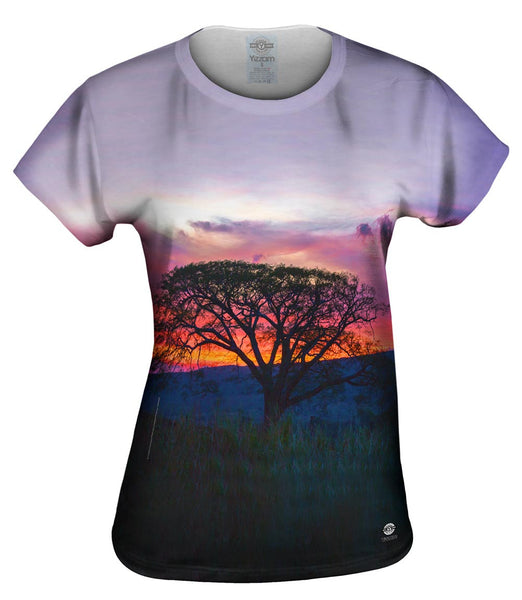 Tree In Silhouette At Sunset&nbsp;Womens Top