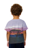 Kids Tree In Silhouette At Sunset