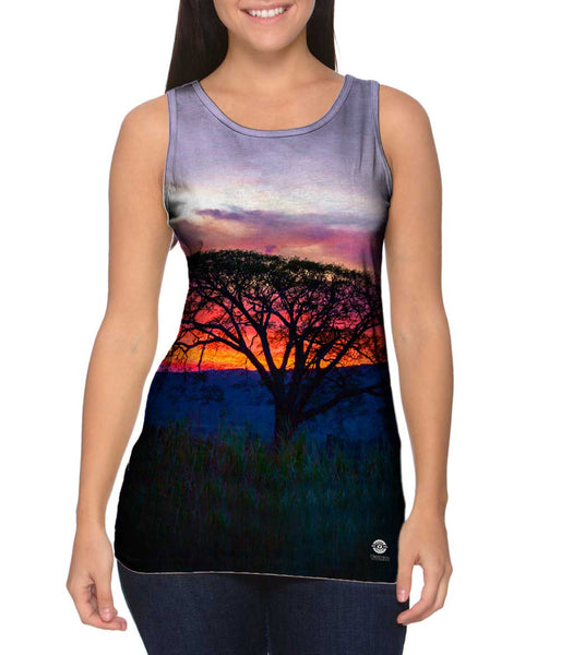 Tree In Silhouette At Sunset&nbsp;Womens Tank Top