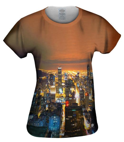 Glowing Chicago Skyline Womens Top
