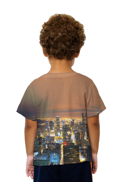 Kids Glowing Chicago Skyline Kids T-Shirt
