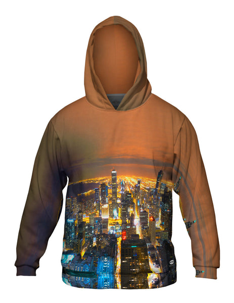 Glowing Chicago Skyline Mens Hoodie Sweater