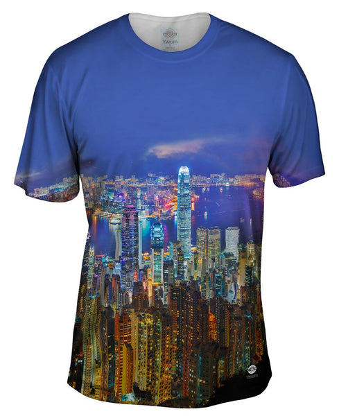 Glowing Hong Kong Night Skyline&nbsp;Mens T-Shirt