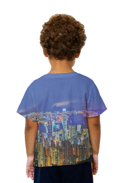 Kids Glowing Hong Kong Night Skyline Kids T-Shirt