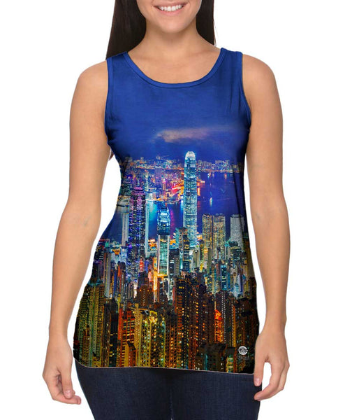 Glowing Hong Kong Night Skyline&nbsp;Womens Tank Top