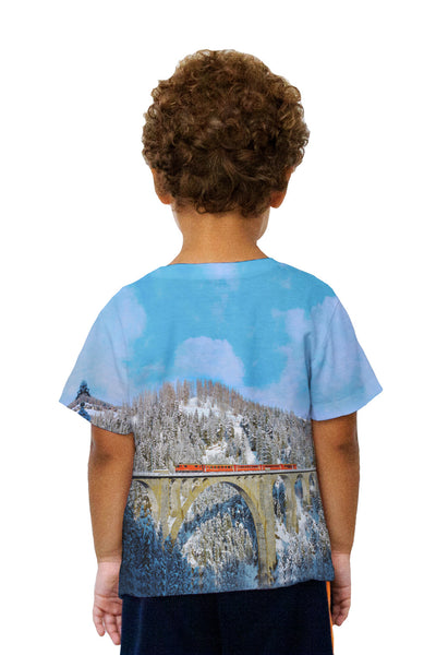 Kids Red Train Swiss Alps Kids T-Shirt