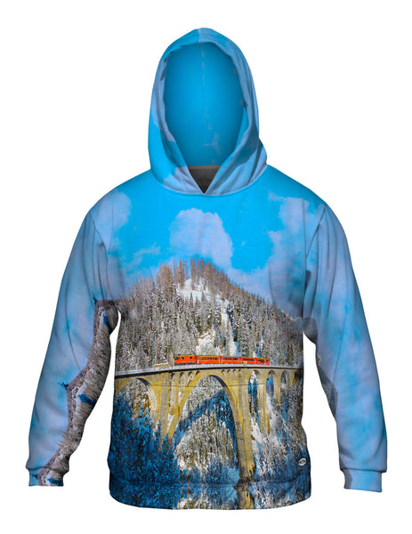 Red Train Swiss Alps&nbsp;Mens Hoodie Sweater
