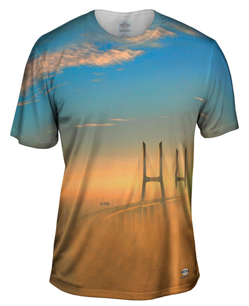 Bridge Fog Ponte Vasco Da Gama Mens T-Shirt