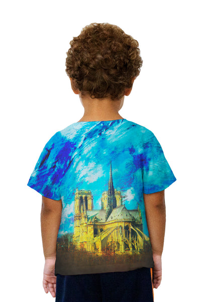 Kids Impressionist Notre Dame Cathedral Spire Kids T-Shirt