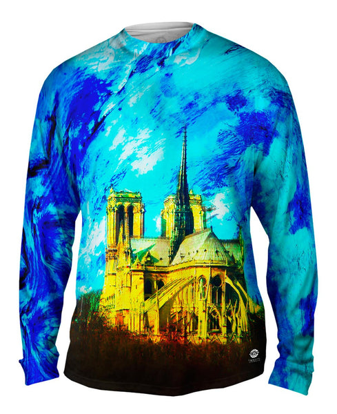 Impressionist Notre Dame Cathedral Spire Mens Long Sleeve